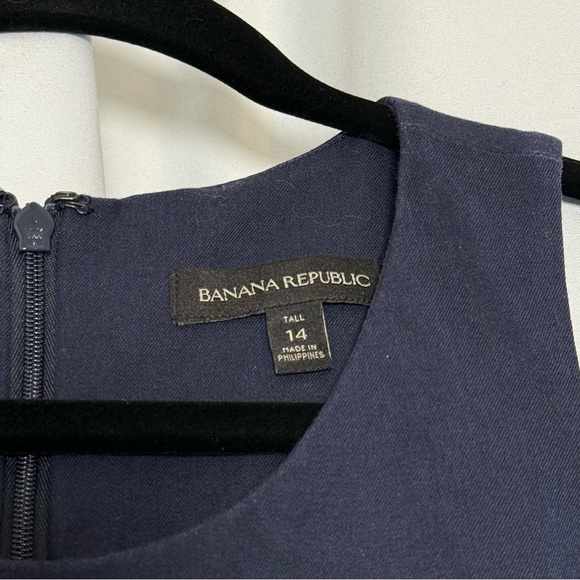 Banana Republic Side Peplum Sheath Dress Navy Size 14 Tall - Picture 3 of 16